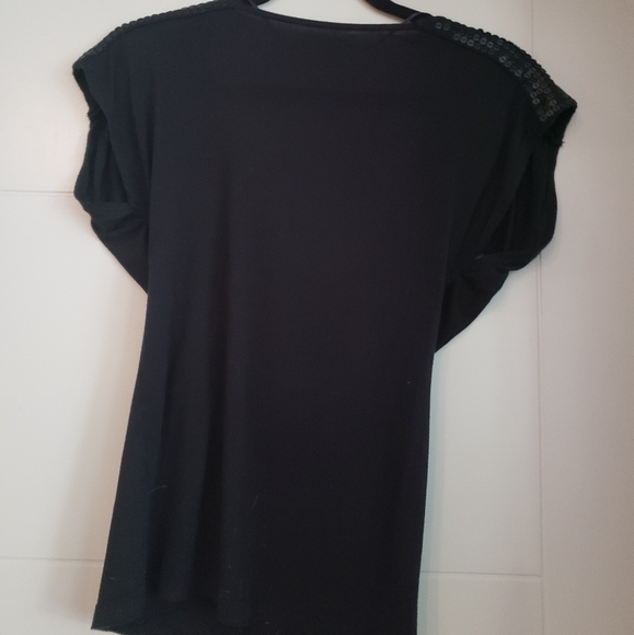 2/$12 OR 4/$20 Sequin Shoulder Draped Neck T-Shirt - Picture 2 of 4
